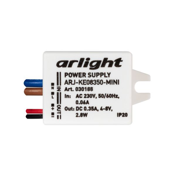 Оборудование Arlight 030188 Блок питания ARJ-KE08350-MINI (2.8W, 350mA) (Arlight, IP20 Пластик, 5 лет) по выгодной цене. Купить в Москве со скидкой.