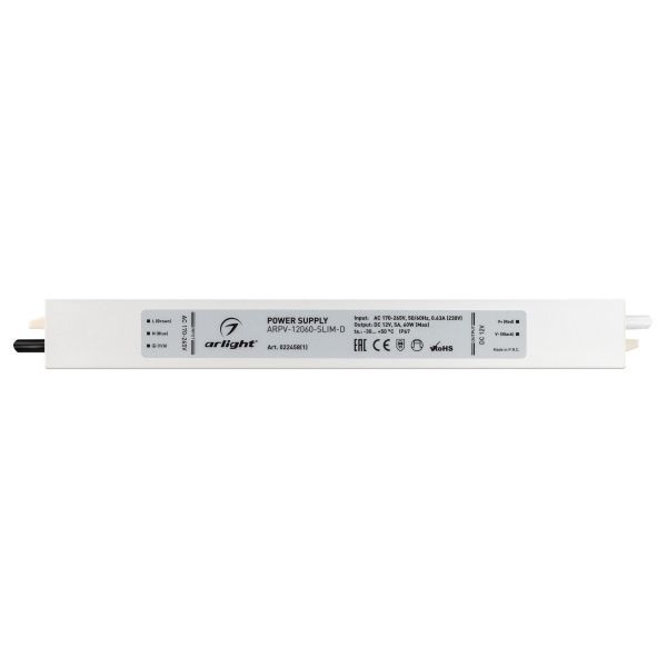 Оборудование Arlight 022458(1) Блок питания ARPV-12060-SLIM-D (12V, 5A, 60W) (Arlight, IP67 Металл, 3 года) по выгодной цене. Купить в Москве со скидкой.