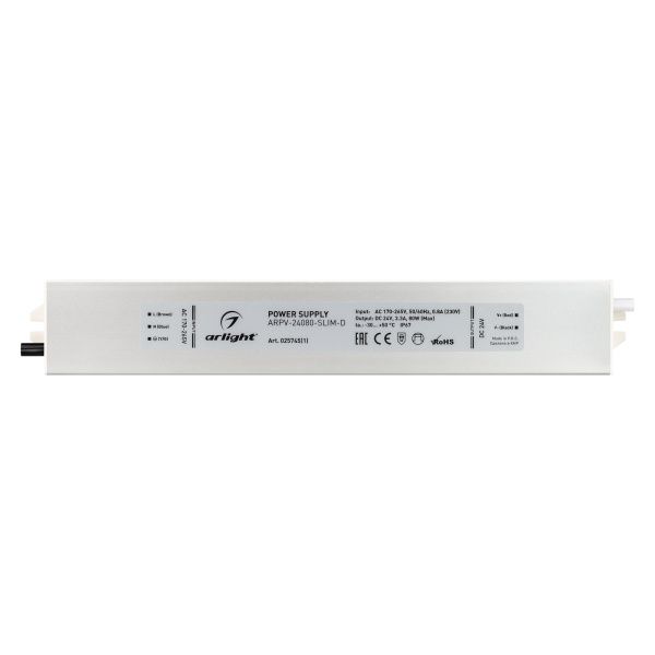 Оборудование Arlight 025745(1) Блок питания ARPV-24080-SLIM-D (24V, 3.3A, 80W) (Arlight, IP67 Металл, 3 года) по выгодной цене. Купить в Москве со скидкой.