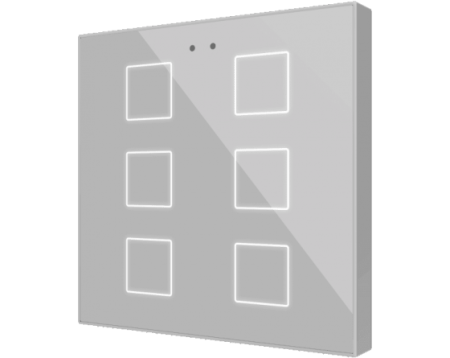 Zennio ZVIFR6S Flat RGB 6. Емкостный сенсорный переключатель с RGB-подсветкой Flat RGB, 6 кнопок, серебряный