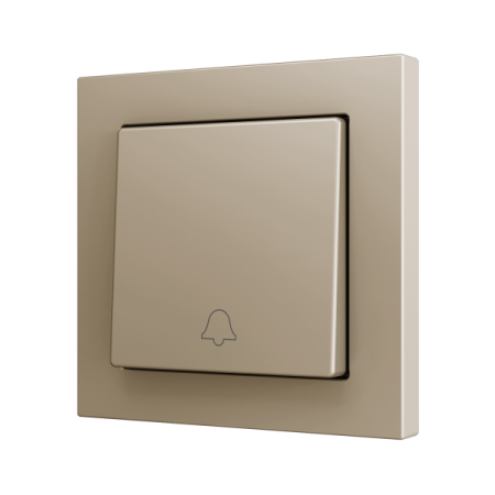Zennio ZS551PB1DC ZS55, Простая мягкая кнопка для 1 двоичного входа 55x55 мм – Значок дверного звонка, Шампанское