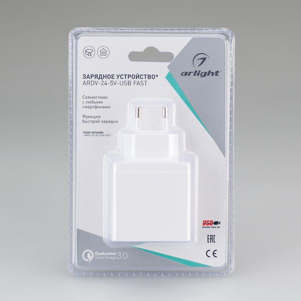 Оборудование Arlight 023248 Блок питания ARDV-24-5V-USB FAST (Quick Charge, 3A, 24W, White) (Arlight, Адаптер, 2 года) по выгодной цене. Купить в Москве со скидкой.