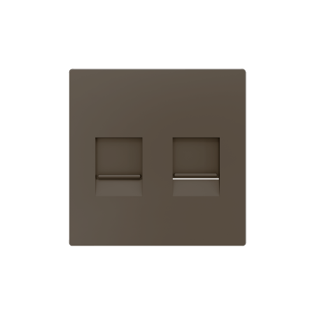 Zennio 830001303 ZS55, Декоративная накладка для разъема RJ45 55x55 мм, 2 вставки, Мокко