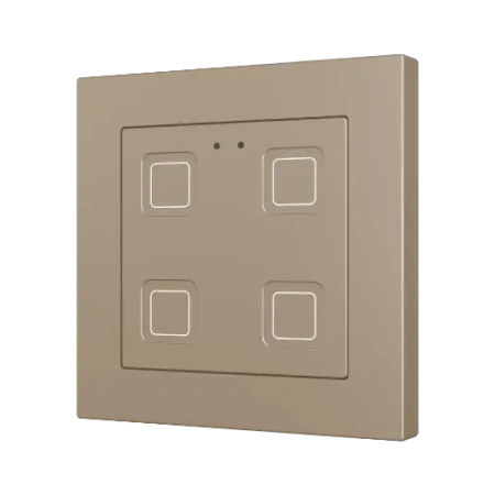 Zennio ZVITR55X4C Tecla RGB 55 X4. PC-ABS Емкостный сенсорный переключатель с RGB-подсветкой (55 x 55 мм), 4 кнопки, шампань